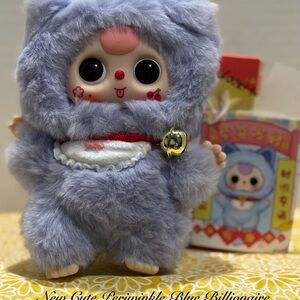 NEW BILLIONAIRE CAT PERIWINKLE BLUE WITH BIB BELL COLLAR & MOVING EYES